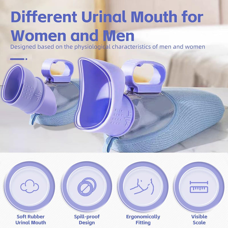[Australia] - Female Urinal - Ergonomic Spill Proof Travel Pee Container with Hose for Women, 24 Oz Bed Pans for Elderly Females, Portable External Urine Collection Device Mobility & Daily Living Aids Female 