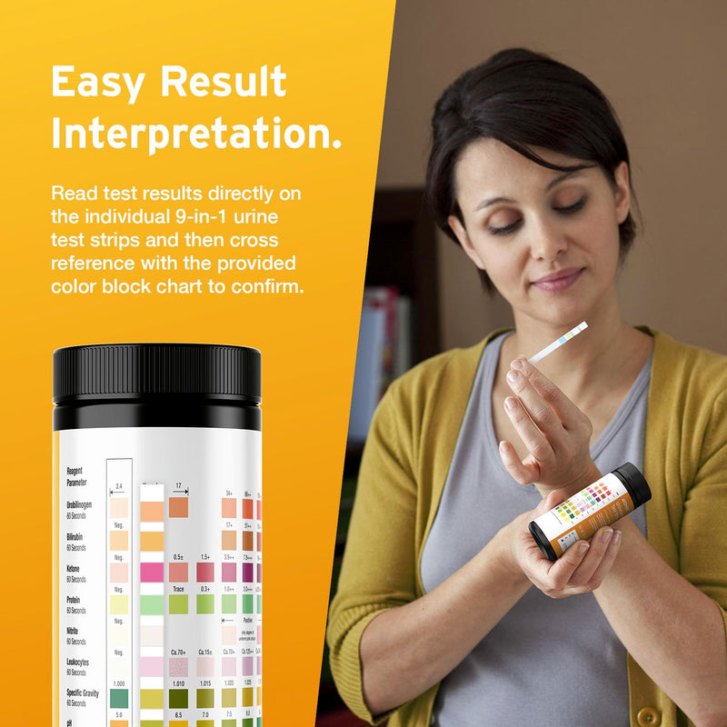 [Australia] - 100 x AYDMED 9-in-1 UTI Test Strips | 9 Parameter Urine Test Strips for Leukocytes, Nitrite, Specific Gravity, pH, Protein, Urobilinogen, Bilirubin, Ketone & Ascorbic Acid | FSA & HSA Eligible 
