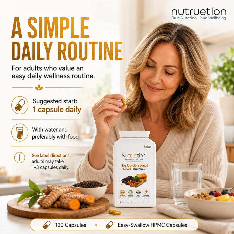 Turmeric with Black Pepper Capsules 500mg | Whole Turmeric Root Powder + 5mg Black Pepper | 120 Vegan Capsules | UK Made Turmeric Supplement