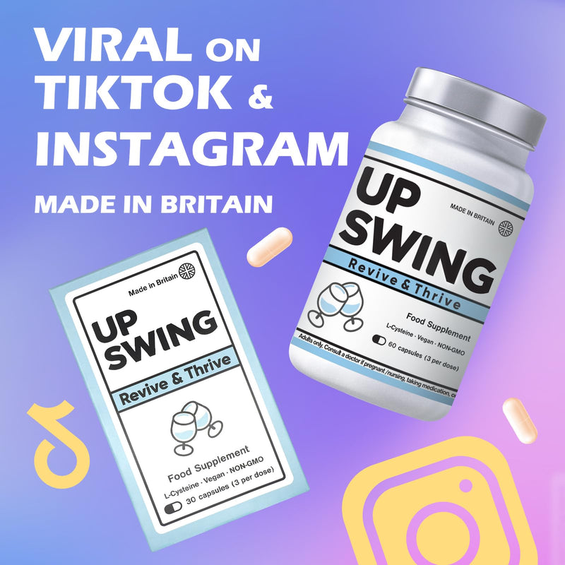 Festival Essential, Upswing After Party Recovery Supplement, L Cysteine HCL Supports Liver Cleanse & Boost Energy, Vitamin Bs C, Vegan Capsules- 30 Starter Pack