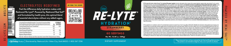 [Australia] - REDMOND Re-Lyte HYDRATION Drink Mix STRAWBERRY LEMONADE LARGE, 380g can - electrolyte powder, sugar-free, with real Redmond Real Salt and over 60 important minerals and trace elements 