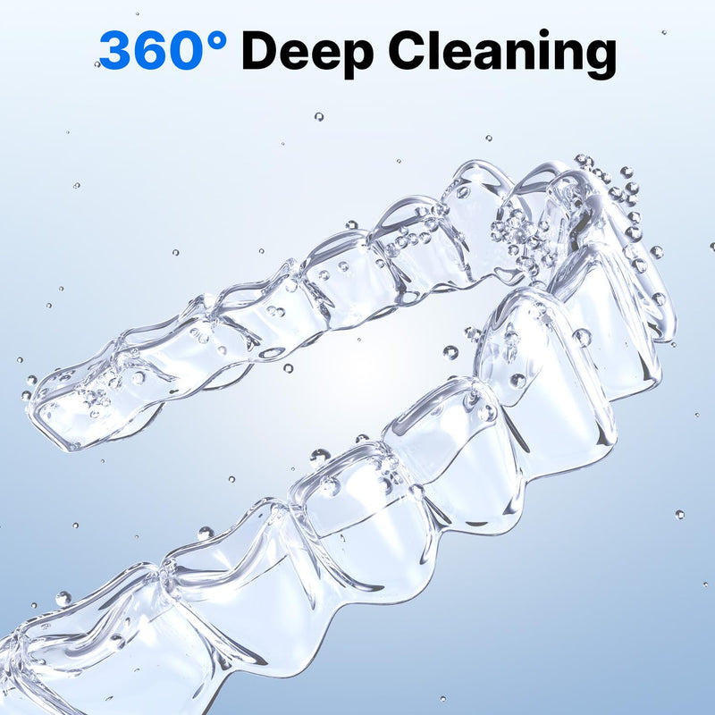 [Australia] - Ultrasonic Retainer Cleaner - UV Dental Cleaning Pod Night Guard Cleaner for Dentures, Aligner, Braces, Toothbrush Heads, Jewelry (Black) Black 