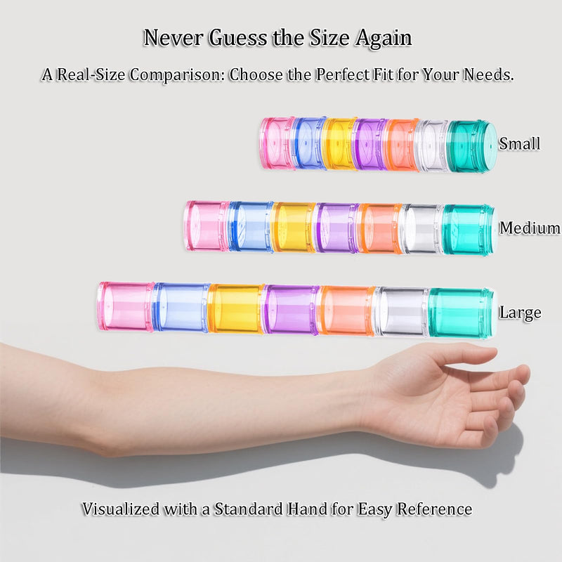 Stackable Pill Organizer, 7-Days Travel Pill Case, Pill Box for Pocket, Portable Medicine Vitamin Container Holder Blue S