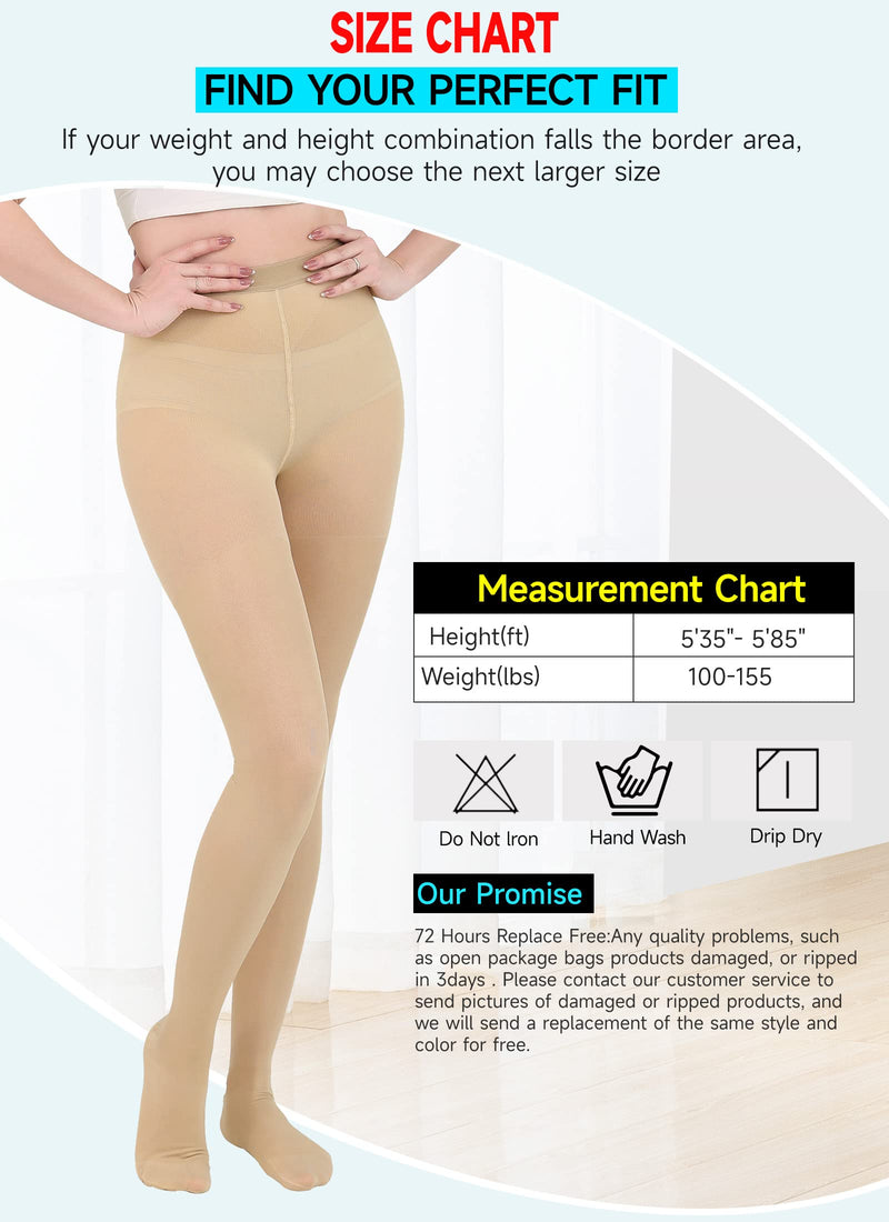 [Australia] - Sheer Compression Pantyhose for Women, Waist High 15-20 mmHg Graduated Compression Stocking, Closed Toe, Comfortable Support Hose for Ladies, Improve Circulation, Relief Swelling, Beige 3XL 3X-Large 15-20mmhg Close Toe Beige 