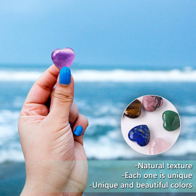 [Australia] - DALAETUS Pack of 24 Heart Stones, Healing Crystal Gemstones for Lovers, Love Heart Natural Colorful Crystals Stones for Meditation, Chakra, Reiki, Energy Balancing, Balancing, Valentine's Day 24 Hearts 