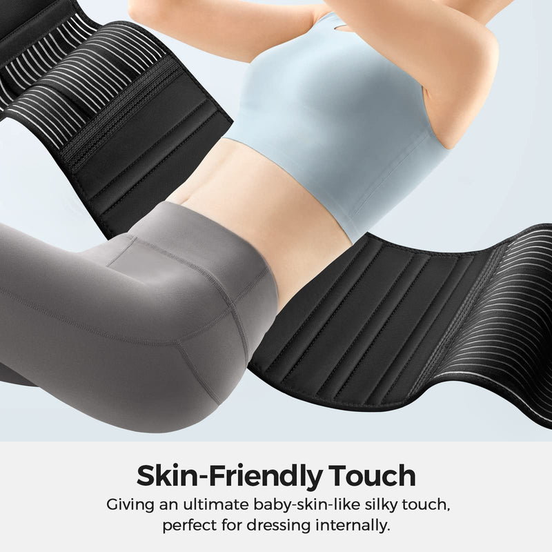 FREETOO Back Braces for Lower Back Pain Relief with 6 Stays, Breathable Back Support Belt for Men/Women for work , Anti-skid lumbar support belt with 16-hole Mesh for sciatica(L) Large (Pack of 1)