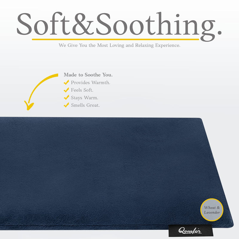 [Australia] - Grain pillow microwave - heat pillow wheat and lavender filled 48 x 15 cm - soft fleece heat pillow microwave for pain relief, neck, shoulder, back - dark blue 