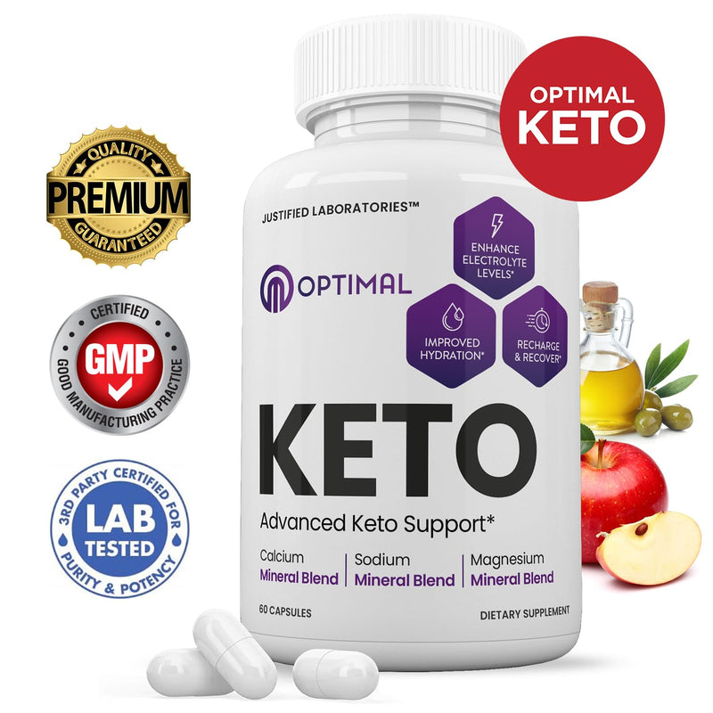 [Australia] - Optimal Keto Pills 1275MG New & Improved Formula Contains Apple Cider Vinegar Extra Virgin Olive Oil Powder Green Tea Leaf 60 Capsules 