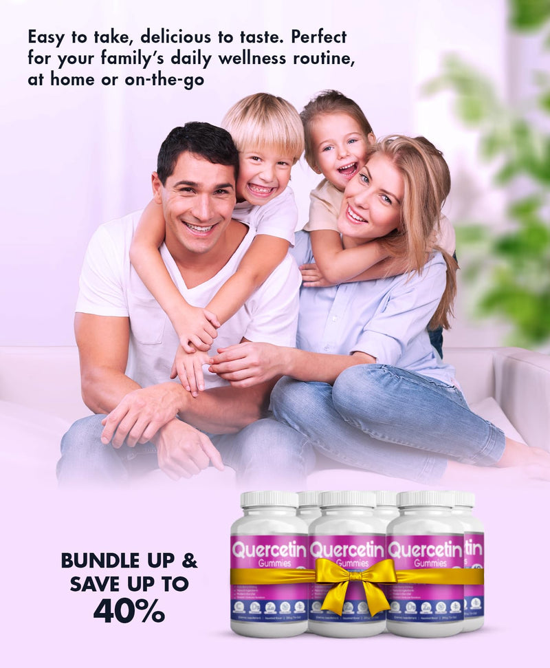 [Australia] - Quercetin Gummies by BioVitalica - Quercetin with Bromelain Vitamin C and Zinc & Elderberry + Vitamin D3-5 in 1 Immune Support - Zinc Quercetin 750 mg for Kids and Adults (1) 60 Count (Pack of 1) 