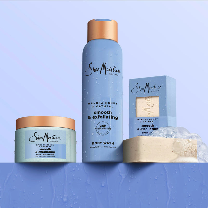 [Australia] - SheaMoisture Shea Sugar Body Scrub Manuka Honey Oatmeal for smooth & exfoliating Smooth and Exfoliating Body scrub with 24h shea moisture nutrients 12 oz 