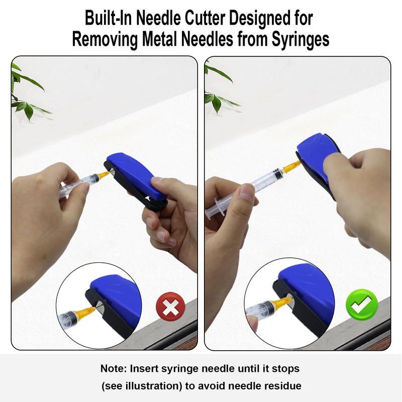 [Australia] - Needle Clipper for Insulin Syringe, Portable Sharps Container for Disposal Sharps, Compatible with 28-32Ga Syringe Needle, Fit Home and Travel (2, Blue) 