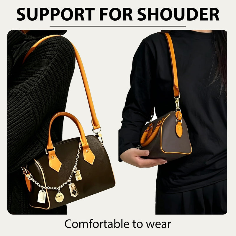 Genuine Vachetta Leather Shoulder Short Strap Replacement for lv Bags, 27.5 Inch Rolled Purse Strap for Soft Lucky Speedy 25 30 35 Graceful Damier Handbags,Deep Beeswax Deep Beeswax 0.7"width*27.6"length