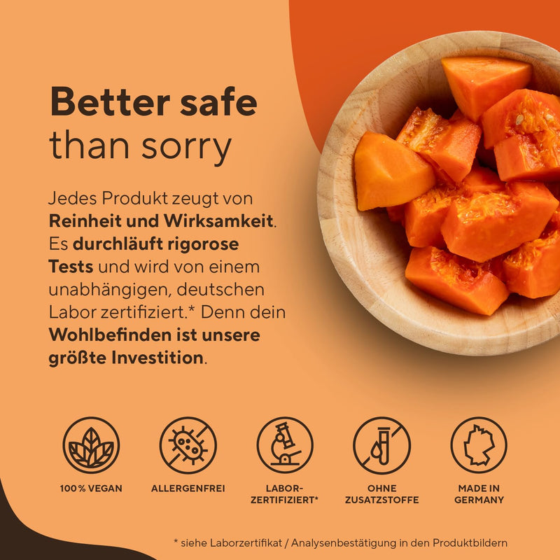 [Australia] - Papaya enzyme capsules - 270 pieces - HIGH DOSE: 2100mg pure papain - 6 million. Units/g Papain Enzyme Activity - Vegan, German Production - TRUE NATURE® 270 pieces (pack of 1) 