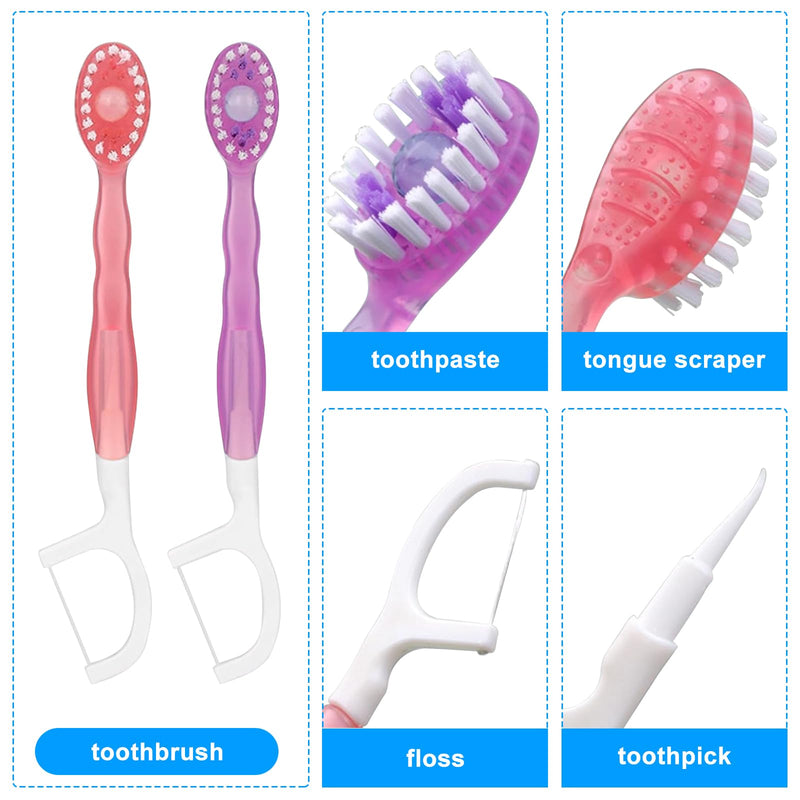 [Australia] - 5 in 1 Toothbrush & Floss, 26Pcs mini toothbrushes with Toothpaste, All in one Oral Care on The go, 5 in 1 mini Brush, Toothpaste and Floss, Disposable Travel Toothbrush Set (1) 