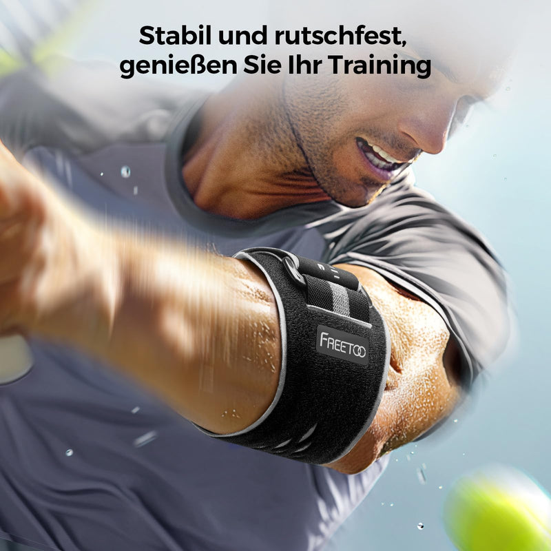 [Australia] - FREETOO Lightweight elbow bandage, tennis elbow bandage, elbow bandages for men and women for strength training in the gym, elbow bandage for golfer's arm, epicondylitis brace for right and left, black/gray 