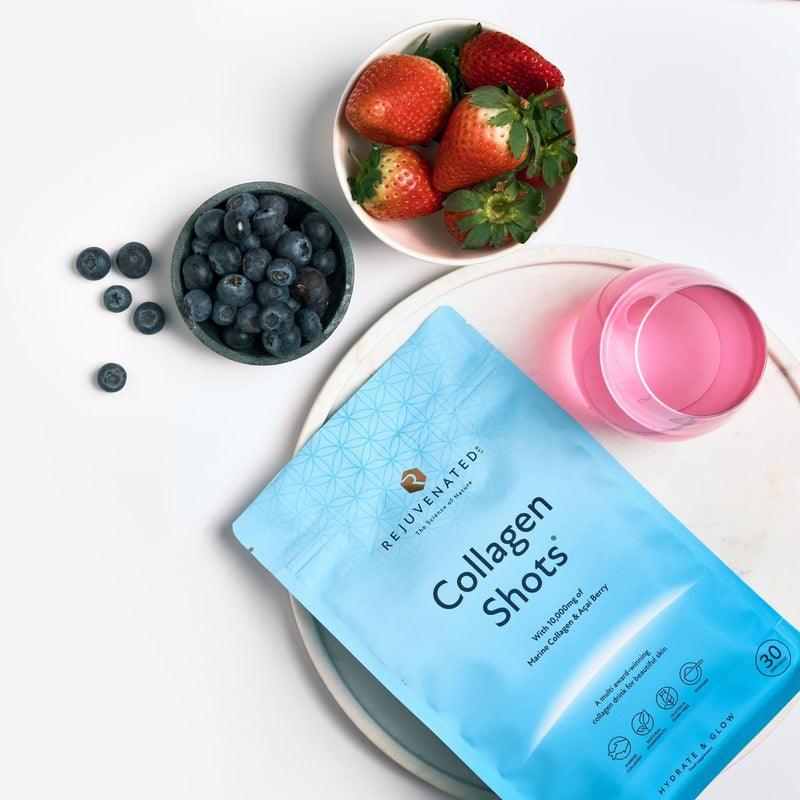 Rejuvenated Collagen Shots - 10,000 mg Marine Collagen Supplement Drink with Antioxidants, Vitamins & Hyaluronic Acid (30 Servings) Collagen Shots - 30 Servings