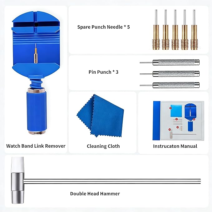 [Australia] - Watch Link Removal Tool Kit, Cridoz Watch Band Tool Chain Link Pin Remover with 12pcs Replacement Pins and 3pcs Pin Punches for Watch Bracelet Sizing, Watch Strap Adjustment and Watch Repair 
