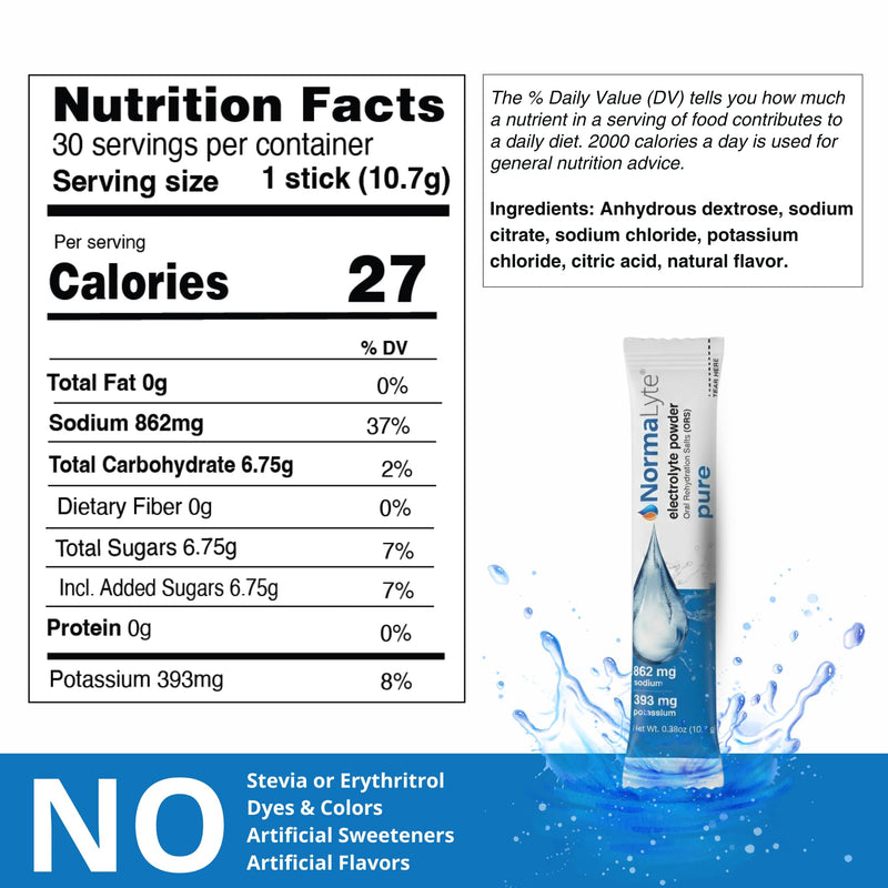 NormaLyte Oral Rehydration Salts, Pure, 6 Pk (Yields 500mL per Pack)