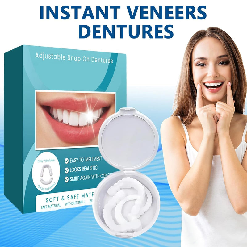 Generic 2 Pair Veneers Silicone Denture Set, Full Dentaduras Upper and Lower for Smile Easy Suitable, Dentures for Men Women with No Teeth Everyday Use