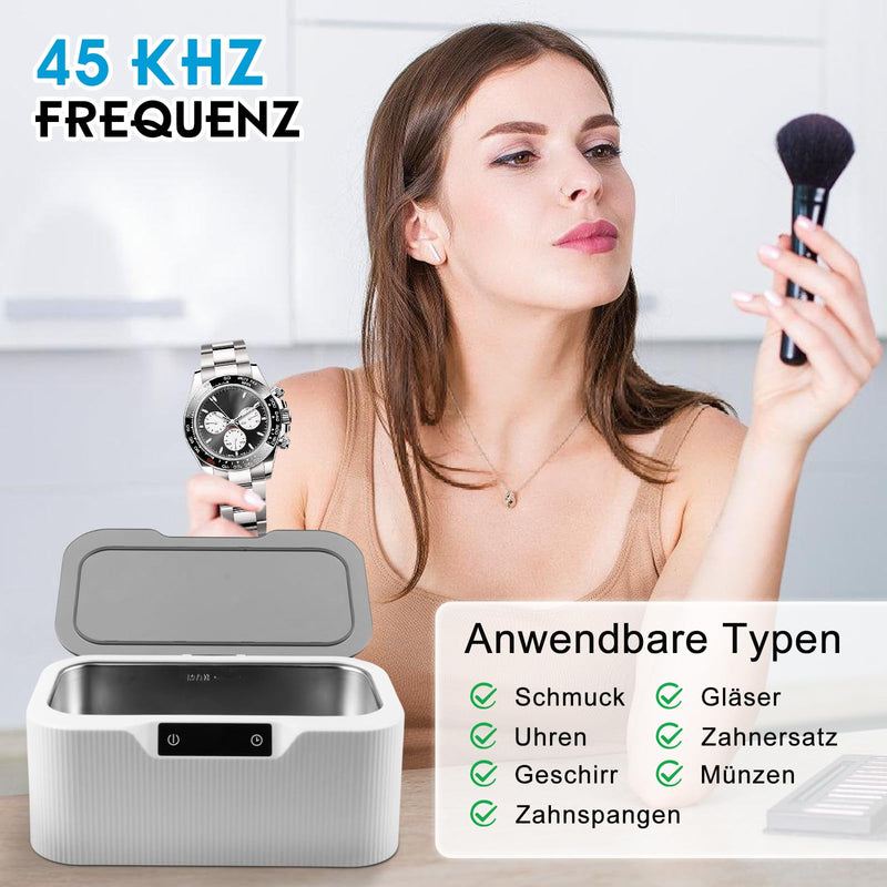 [Australia] - Ultrasonic cleaning device glasses cleaning device 500ml ultrasonic cleaner ultrasonic bath cleaner with 4 time functions and watch stand, ultrasonic device for glasses jewelry watches dentures coins ultrasonic cleaning device 500ml 