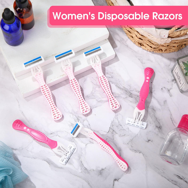 [Australia] - 24 Pcs Sensitive Women's Disposable Razors Bulk 3 Blade Sensitive Skin Disposable Razors for Women Individually Packaged Travel Size Toiletries Ideal for Hotel Travel Donate Daily Use 24 