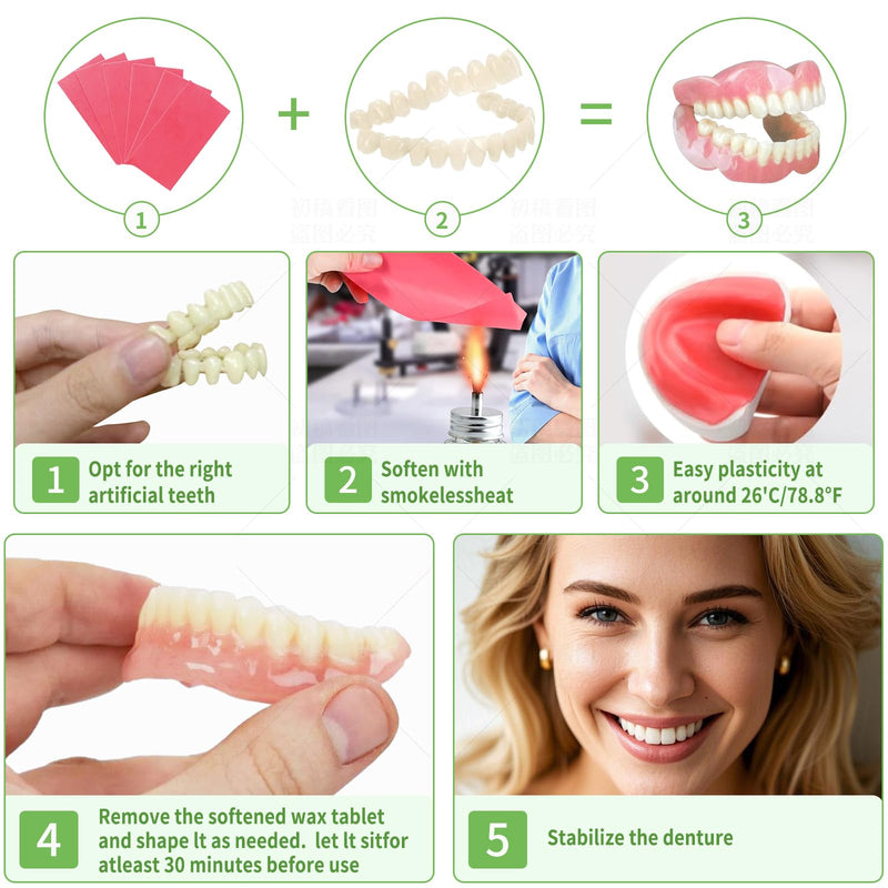 [Australia] - DIY Denture Kit - Top & Bottom Fake Teeth with Comfort Fit for Everyday Use, Natural-Looking Emergency Replacement Solution (Universal Sizing)-KAZ3 