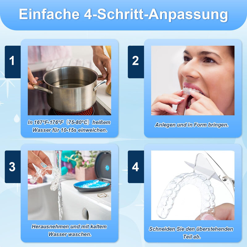 [Australia] - Scettar nighttime grinding splint, pack of 8 dental splints, mouth guard with handle, 2 sizes of grinding splints, silicone teeth splint, BPA-free anti-snoring splint, with 2 braces boxes 