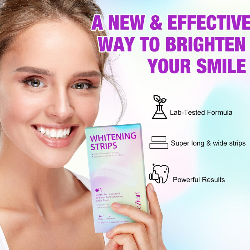 Teeth Whitening Strips,7-Day whitening Strips,Peroxide Free,Sensitive Teeth Whitener,Enamel Safe for Whiter Teeth,Deep Stains Removal,nstant Teeth Whitening Without The Harm (28pcs) Coconut 28pcs