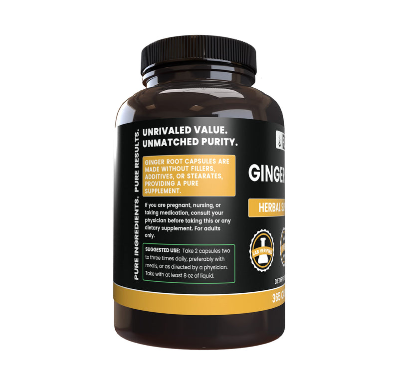 [Australia] - Pure Original Ingredients Ginger Root (365 Capsules) No Magnesium Or Rice Fillers, Always Pure, Lab Verified 365 Count (Pack of 1) 