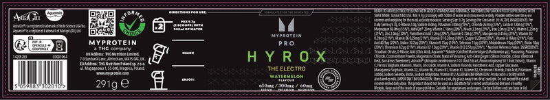 Myprotein PRO x HYROX The Electro | Advanced Electrolyte Watermelon Hydration Powder | 650mg Sodium & 300mg Potassium | Supports Hydration, Muscle Function & Recovery | Vegan-Friendly | 30 Servings
