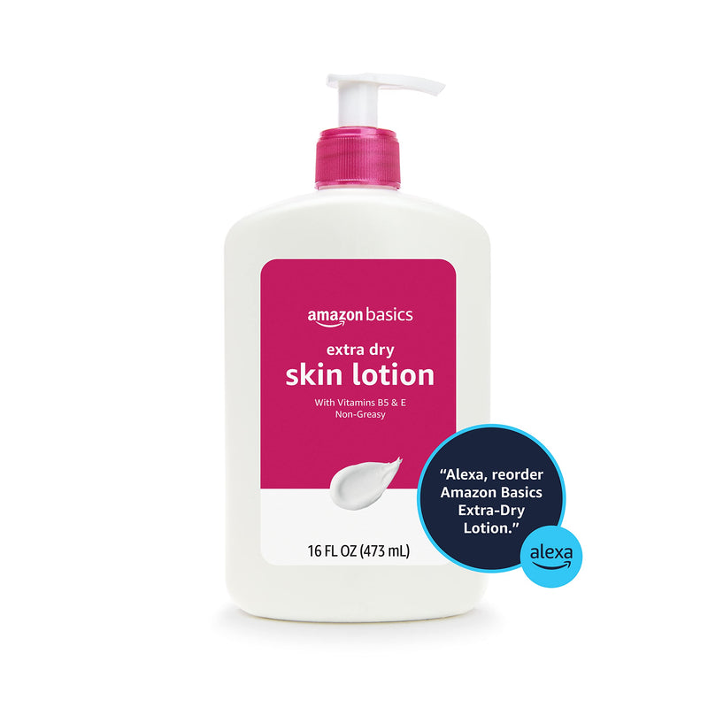 Amazon Basics Body Lotion For Dry Skin with Vitamins B5 & E, Clean Scent, 16 fl oz (Previously Solimo) 16 Fl Oz (Pack of 1)