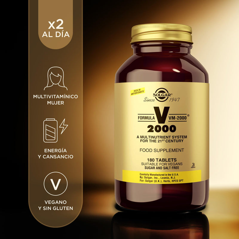 Solgar Formula VM-2000 (Multinutrient System), 180 Tablets - Contains Zinc | Premium Quality Multiple - Supports A Healthy Immune System - Vegan, Dairy Free, Kosher - 90 Servings 180 Count (Pack of 1)