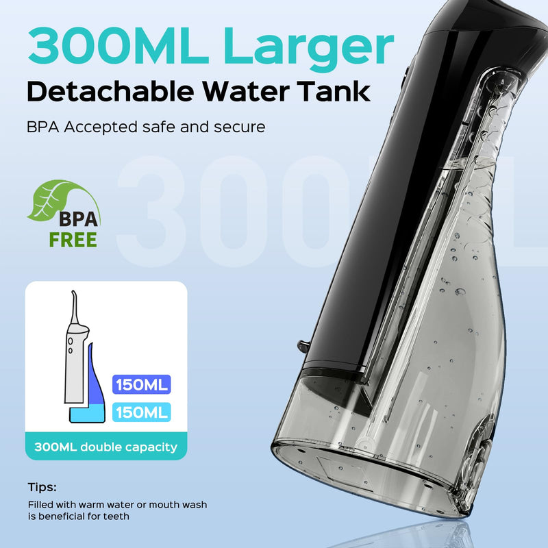 [Australia] - COSLUS Portable Water Flosser with Electric Toothbrush Combo: 2-in-1 Oral Clean Kit for Teeth, Braces, Gums Care - Brushing & Flossing for Adults, Family, Travel Use, BPA-Free, Black, C20 & C41 