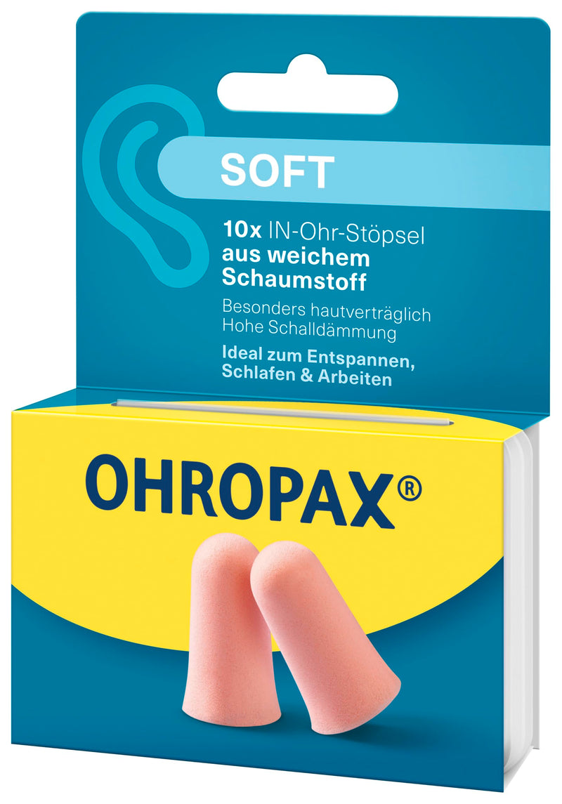 [Australia] - OHROPAX Soft earplugs - IN-ear plugs made of soft foam - particularly inconspicuous and comfortable - sound insulation value SNR 31 dB - ideal for relaxing, sleeping and working - pack of 10 Soft New 