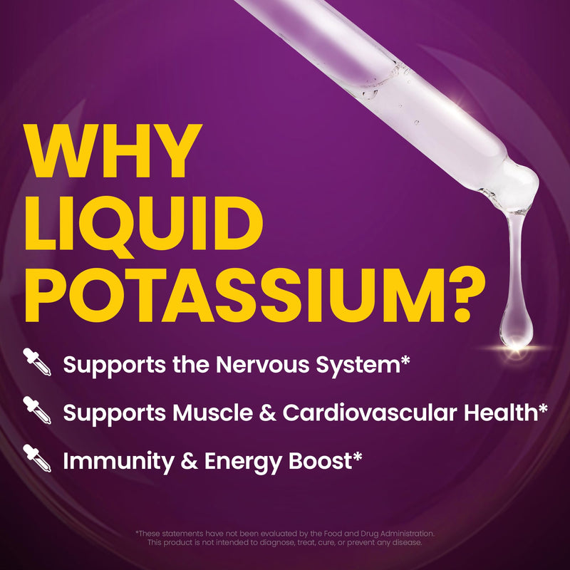 [Australia] - Ionic Potassium Supplement - Potassium Chloride Drops for Fast Absorption - Boost Immune System & Muscle Function - USA Tested, Vegan, Non-GMO, Gluten Free, Unflavored, 1.67 fl oz 