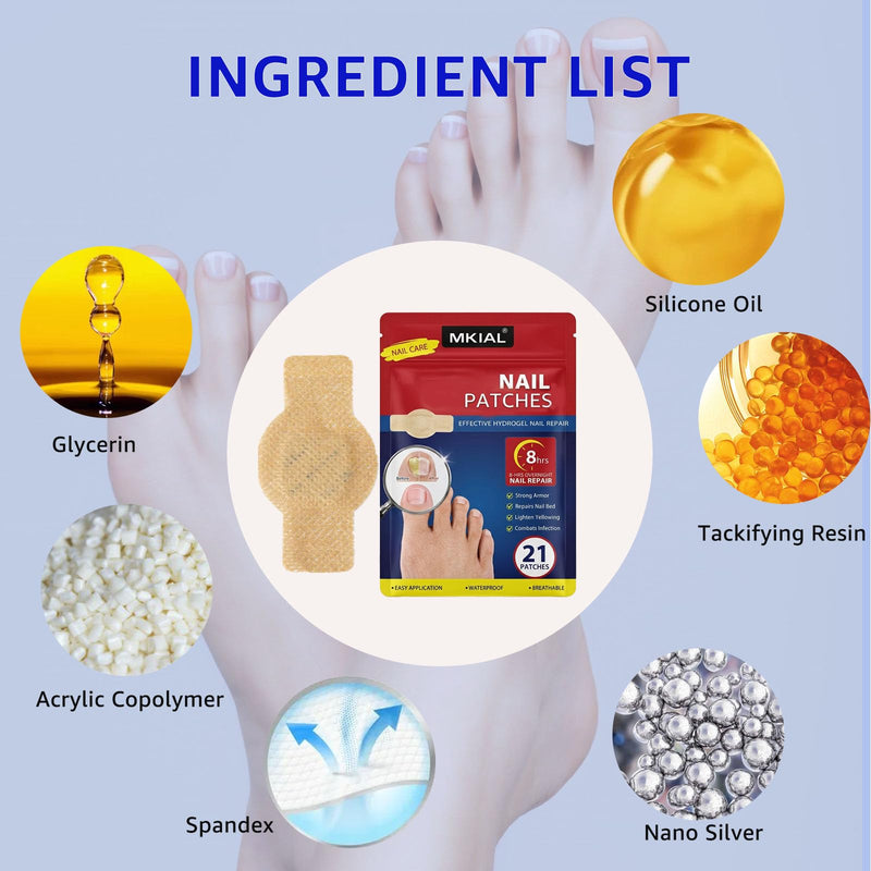 Nail Care Patches 21 PCS, 8-Hour Overnight Toenail Repair and Care Extra Strength, Fast Improvement for Women & Men's Damaged Nails Helps Restore Appearance for Travel Sports 1 Count (Pack of 1)
