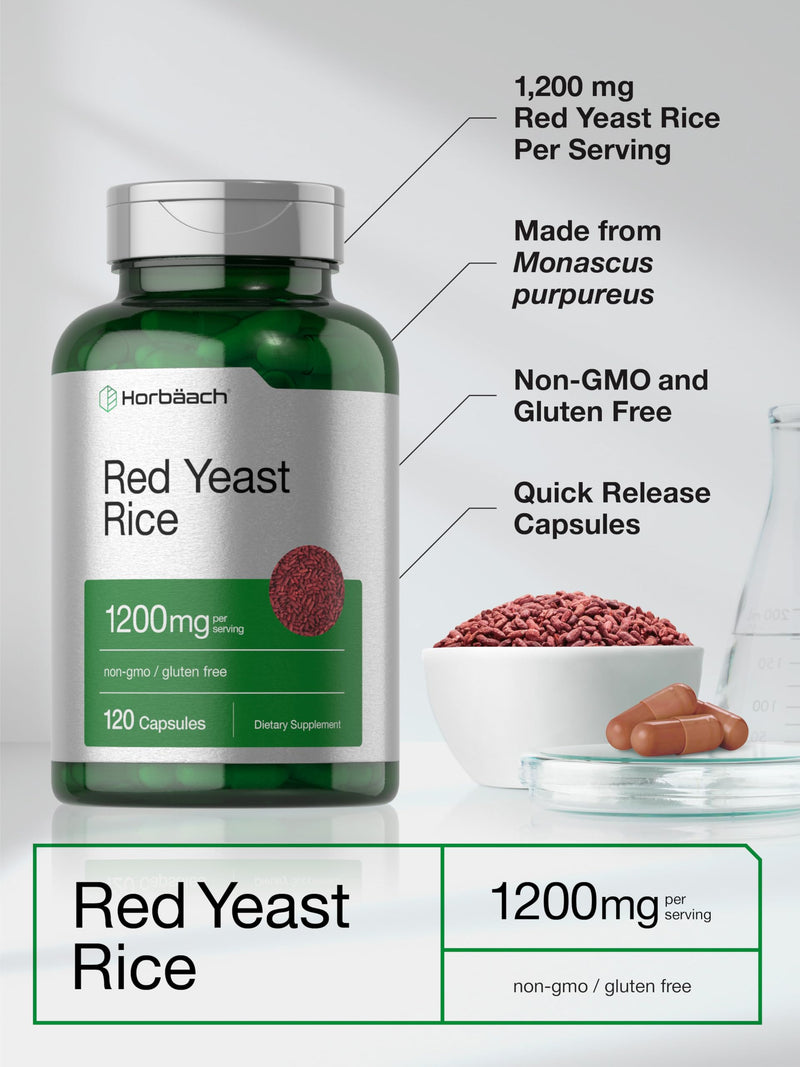 [Australia] - Horb√§ach Red Yeast Rice 1200 mg | 120 Capsules | Non-GMO, Gluten Free Supplement 