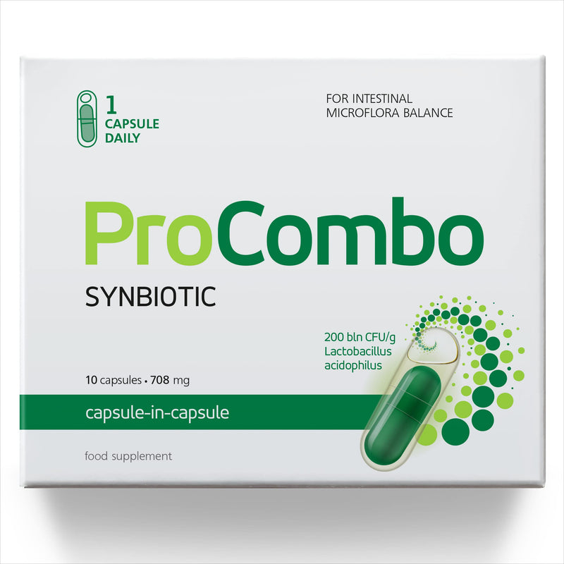 ProCombo – The smart synbiotic with targeted Directing of Good Bacteria. Double Capsule Liquid Formula for Fast Results. 1 Capsule a Day! Laboratory Tested (10 Capsules) 10 Capsules