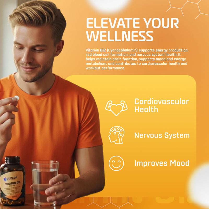 Vitamin B12 1000 mcg - 100 Tablets, Cyanocobalamin, High Potency | High-potency cyanocobalamin supports energy production, metabolism, healthy red blood cells & nervous system function.
