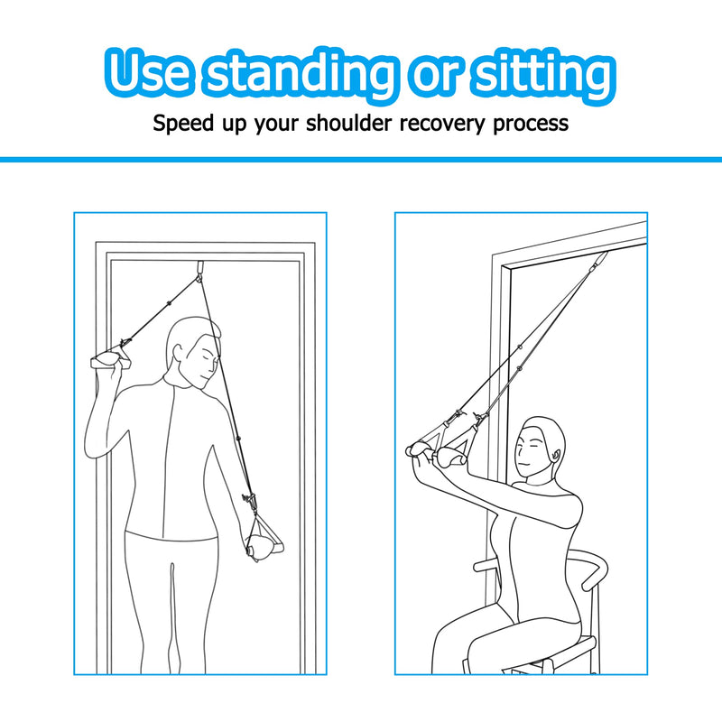 Shoulder Pulley Over The Door Physical Therapy System, Exercise Pulley for Physical Therapy, Alleviate Shoulder Pain and Facilitate Recovery from Surgery（Iron Pulley, Big Door Anchor） Blue