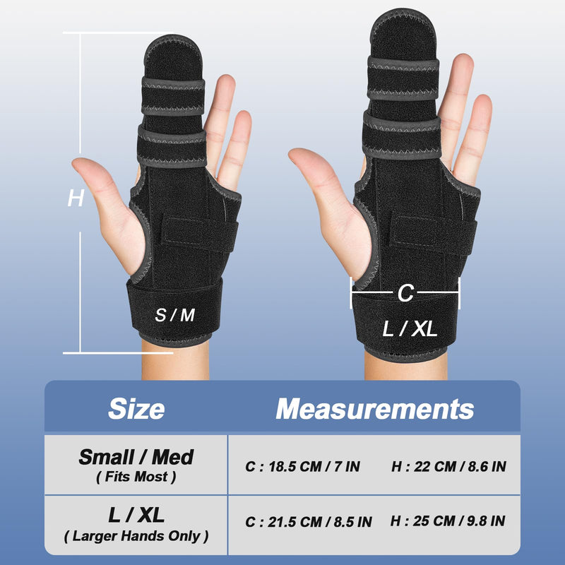 Trigger Finger Splint: Support the Middle, Index, little or Ring Finger, Hand Splint Brace-Treating Hand Fractures, Arthritis, Mallet Finger or Metacarpal Fractures (Left Hand) Large/X-Large Black-Left