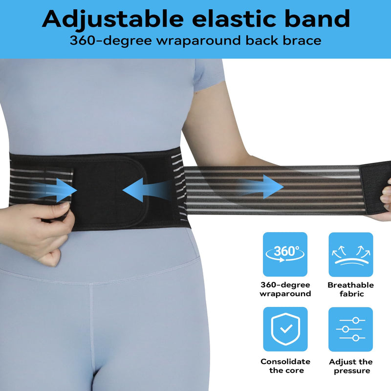 Back Braces for Lower Back Pain Relief, Lumbar Support Belt for Men Women | Adjustable Tourmaline waist belt, Self Heating & Soothing Waist Band, Lumbar Support Belt for Herniated Disc/Sciatica Black-1 Large
