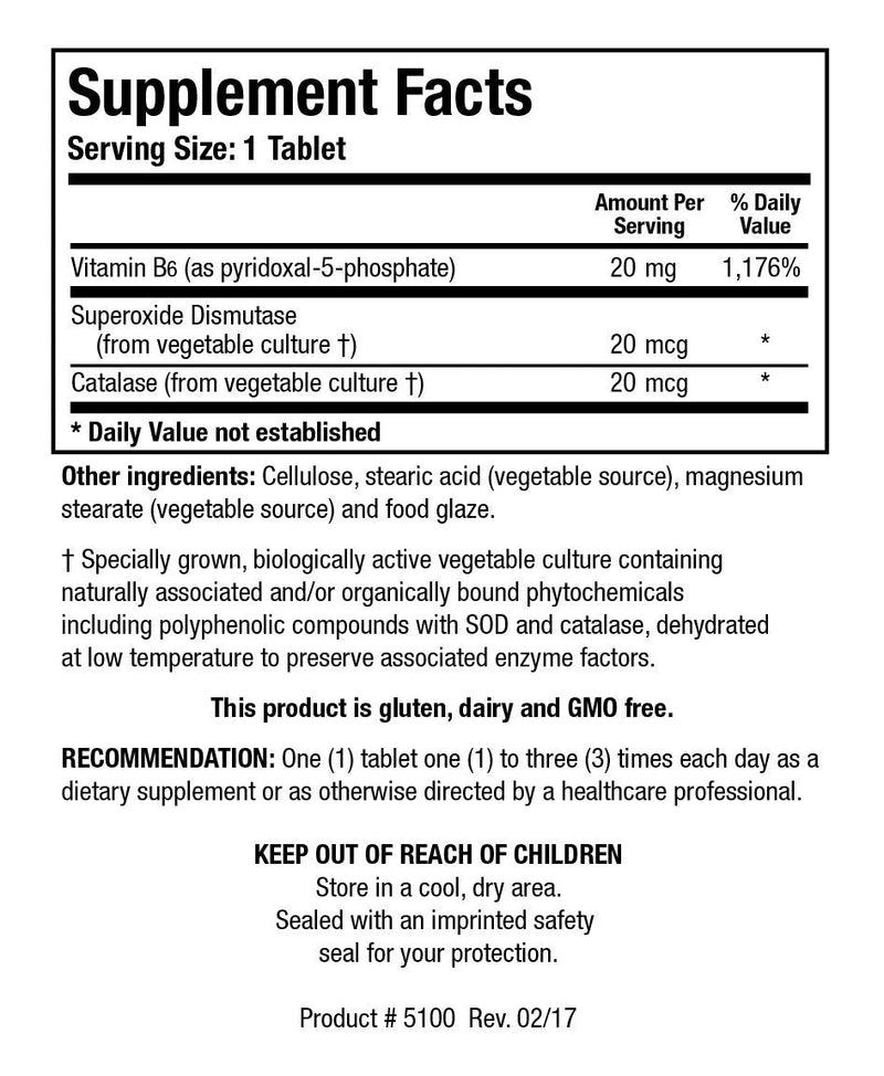 BIOTICS RESEARCH B6 Phosphate Biologically Active Form of Vitamin B6 (pyridoxal-5-phosphate), Supports Immune Function, Metabolism, Cardiovascular Health 100 Tablets