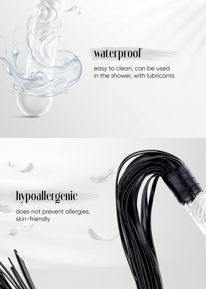 [Australia] - VFOX SM Whip Perfect for Couples Flogger Faux Leather BDSM Whip Anal Sex Masturbation Glass Whip Anal Toy Wand for Sex Play Whip Dildo Flogger Glass Dildo 