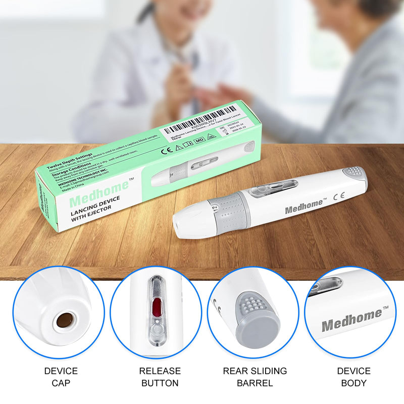 [Australia] - Lancing Device, with 12 Adjustable Depth Settings, Lancing Device for Diabetes Testing with Push Button Ejector,Minimizing Pain and Discomfort in Blood Glucose Testing - Lancet Device 