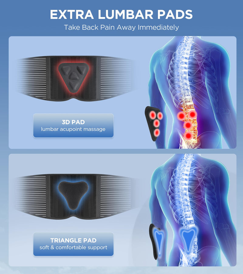 [Australia] - Back Brace for Lower Back Pain Relief with 3D Lumbar Pad, 6X Back Support Belt With Alternative Strips for Men/Women, Soft Breathable Mesh Fabric Lumbar Support for Herniated Disc, Sciatica Large Black 