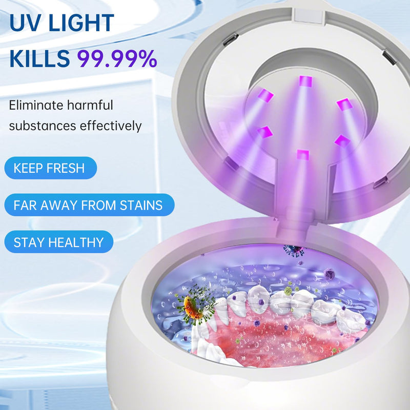 [Australia] - Wireless Ultrasonic Cleaner,Westdeer 45kHz,UV Cleaning,for Dentures,Watch Bands,Toothbrush Heads,Pacifiers,Jewelry Rings,4 Modes,210ml Capacity,Travel (white) White 