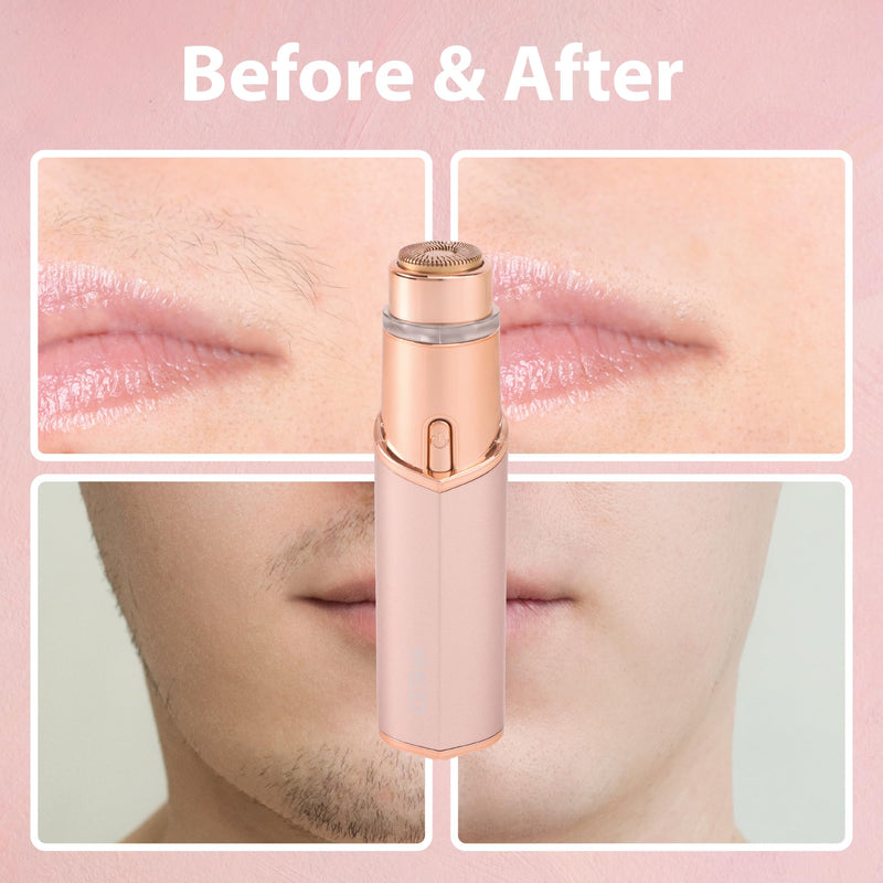 [Australia] - Rechargeable Facial Hair Remover for Women Painless Smooth Trimmer for Upper Lip, Chin & Face 18K Gold-Plated Floating Head USB-C Shaver 