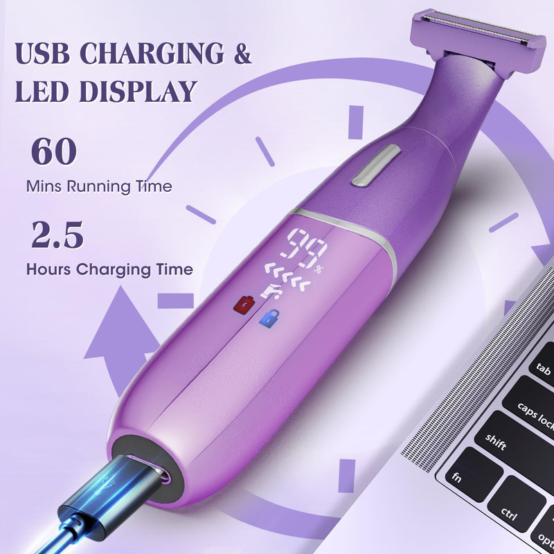 [Australia] - Electric Razor for Women,6 in 1 Women's Bikini Trimmer Shaver for Women & Men Pubic Hair, Private Area, Legs, Eyebrow,Face, Nose, Eyebrow, Body Hair Removal IPX5 Waterproof Wet & Dry 