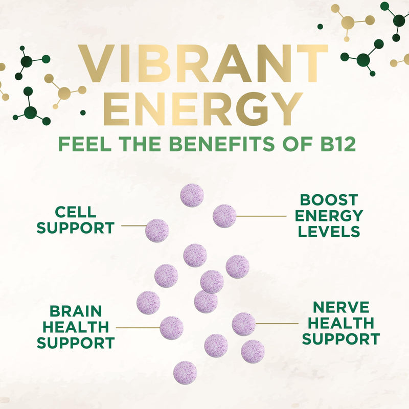 Vitamin B12 - 1000 mcg Per Serving Maximum Strength Methylcobalamin B-12 Chewable Tablet - Energy, Nervous System & Brain Support - Fast Dissolve, Gluten-Free, Non-GMO for Women & Men - 60 Tablets 60 Count (Pack of 1)